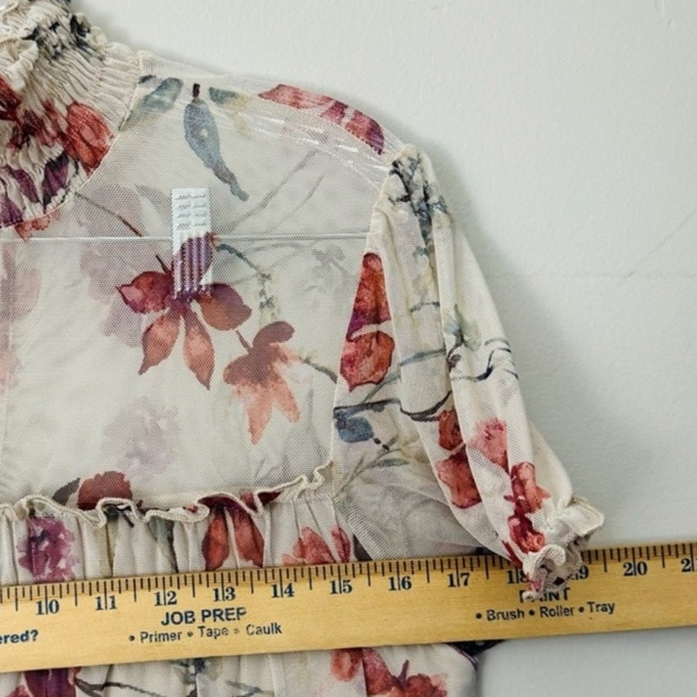 Kate & Lily Floral Mesh Ruffle Neck Tiered Dress Size 4 - Picture 6 of 9